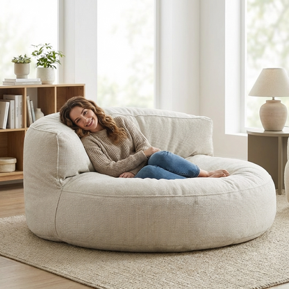 Runde Sitzsäcke aus Chenille