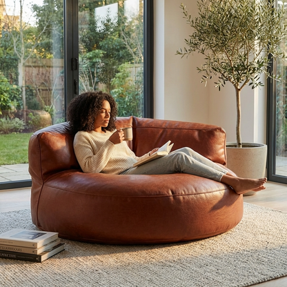 Wagrex - Beanbag Modern Round Retro-Leather