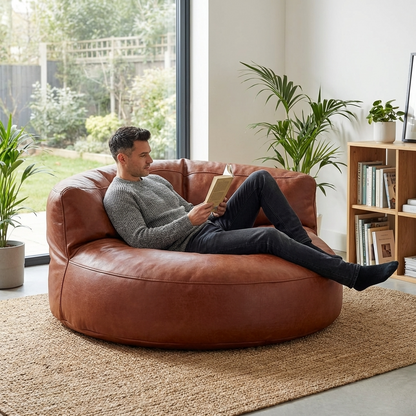 Wagrex - Beanbag Modern Round Retro-Leather