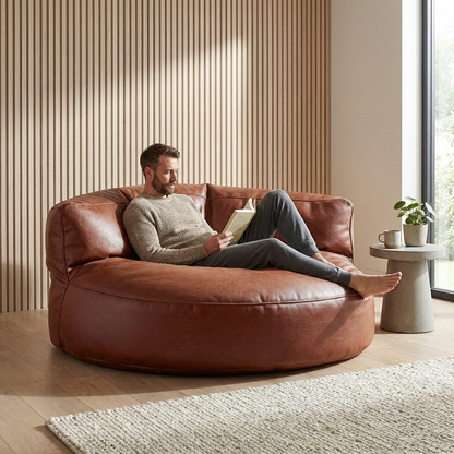 Wagrex - Beanbag Modern Round Retro-Leather