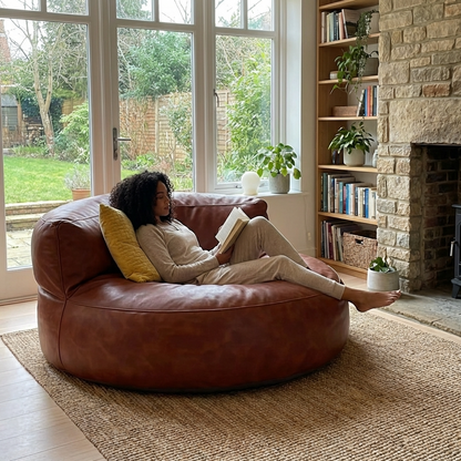 Wagrex - Beanbag Modern Round Retro-Leather