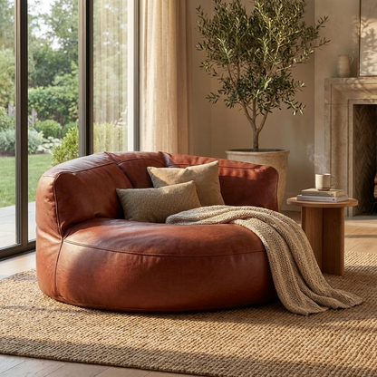 Wagrex - Beanbag Modern Round Retro-Leather