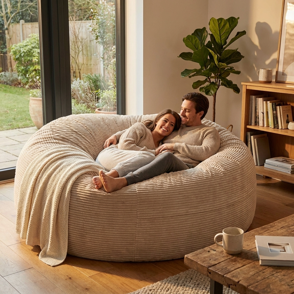 Big Mega XXL Beanbag Ribbed Fabric Included foam fillings