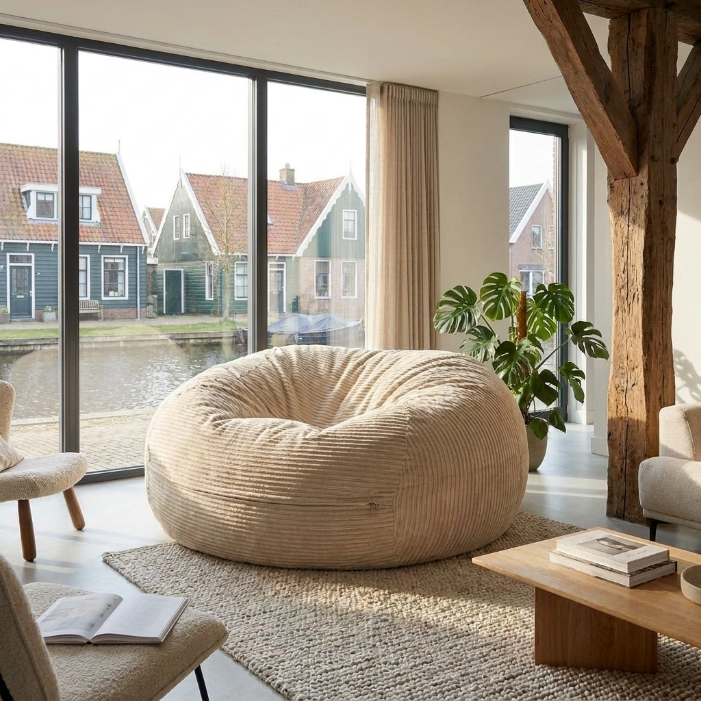 Big Mega XXL Beanbag Ribbed Fabric Included foam fillings