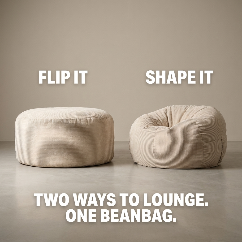 Big Mega XXL Beanbag Ribbed Fabric Included foam fillings
