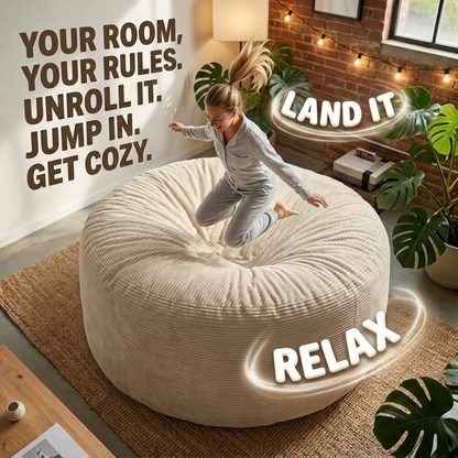 Big Mega XXL Sitzsack aus geripptem Stoff. Inklusive Schaumstofffüllung