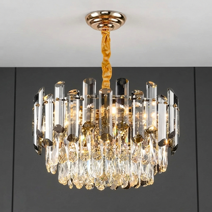 Luxe K9 Kristallen Kroonluchter – Goud Ronde LED Plafondlamp