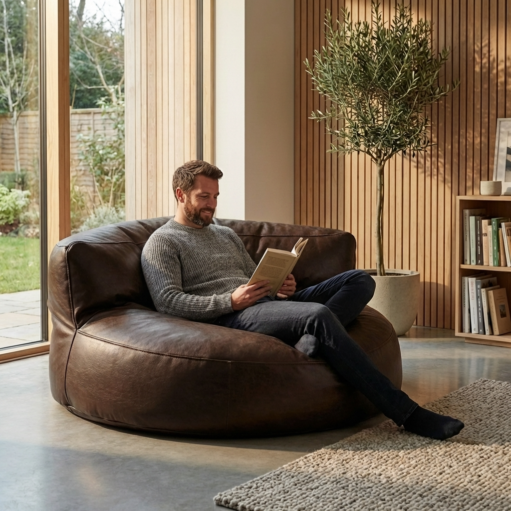 Wagrex - Beanbag Modern Round Retro-Leather