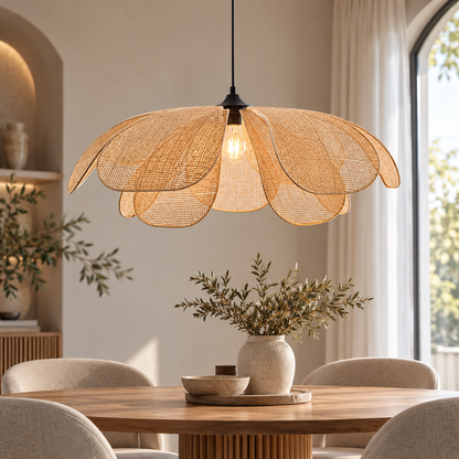Stijlvolle Gewoven Bloem Hanglamp eettafel woonkamer