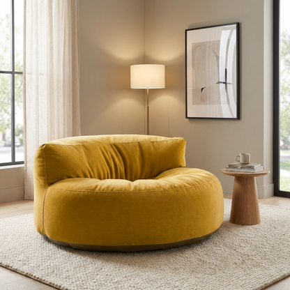 Runder Sitzsack aus dickem Samt