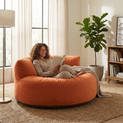 Runder Sitzsack aus dickem Samt