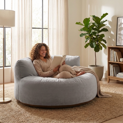 Runder Sitzsack aus dickem Samt