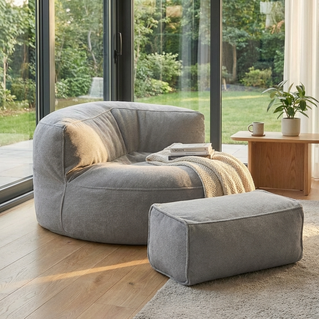 Runde Sitzsäcke aus Chenille