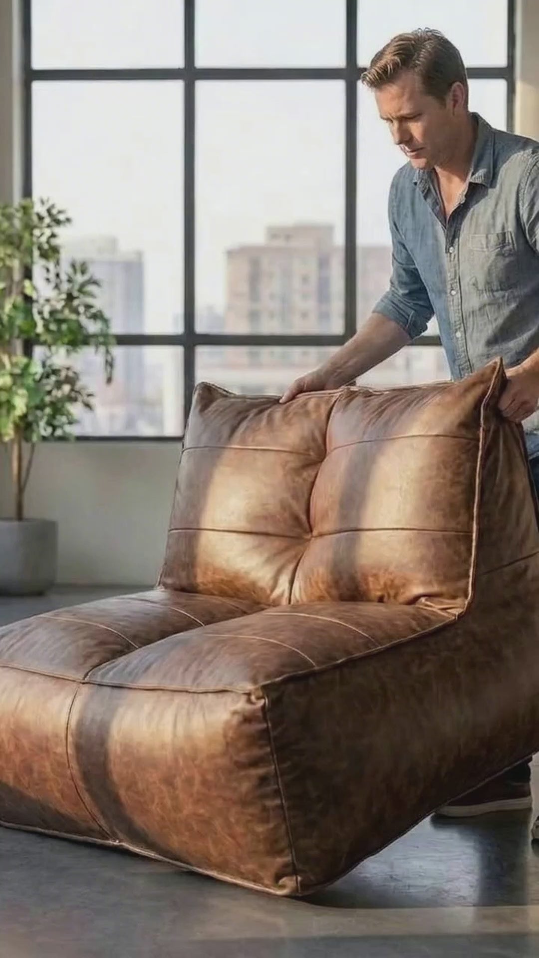 Wagrex  - Fauteuil Zitzak Bank Modern Retro-Leer