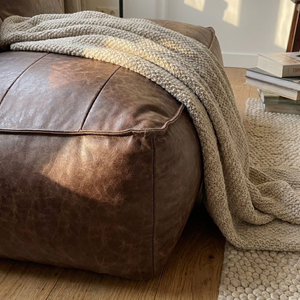 Fauteuil Beanbag Rib Modern Retro-Leder