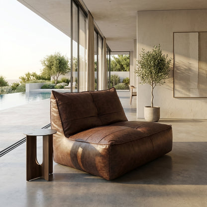 Fauteuil Beanbag Rib Modern Retro-Leder