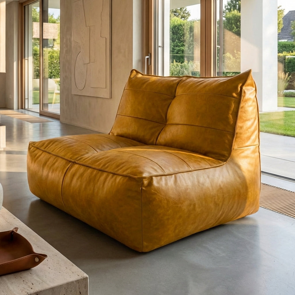 Fauteuil Beanbag Rib Modern Retro-Leder