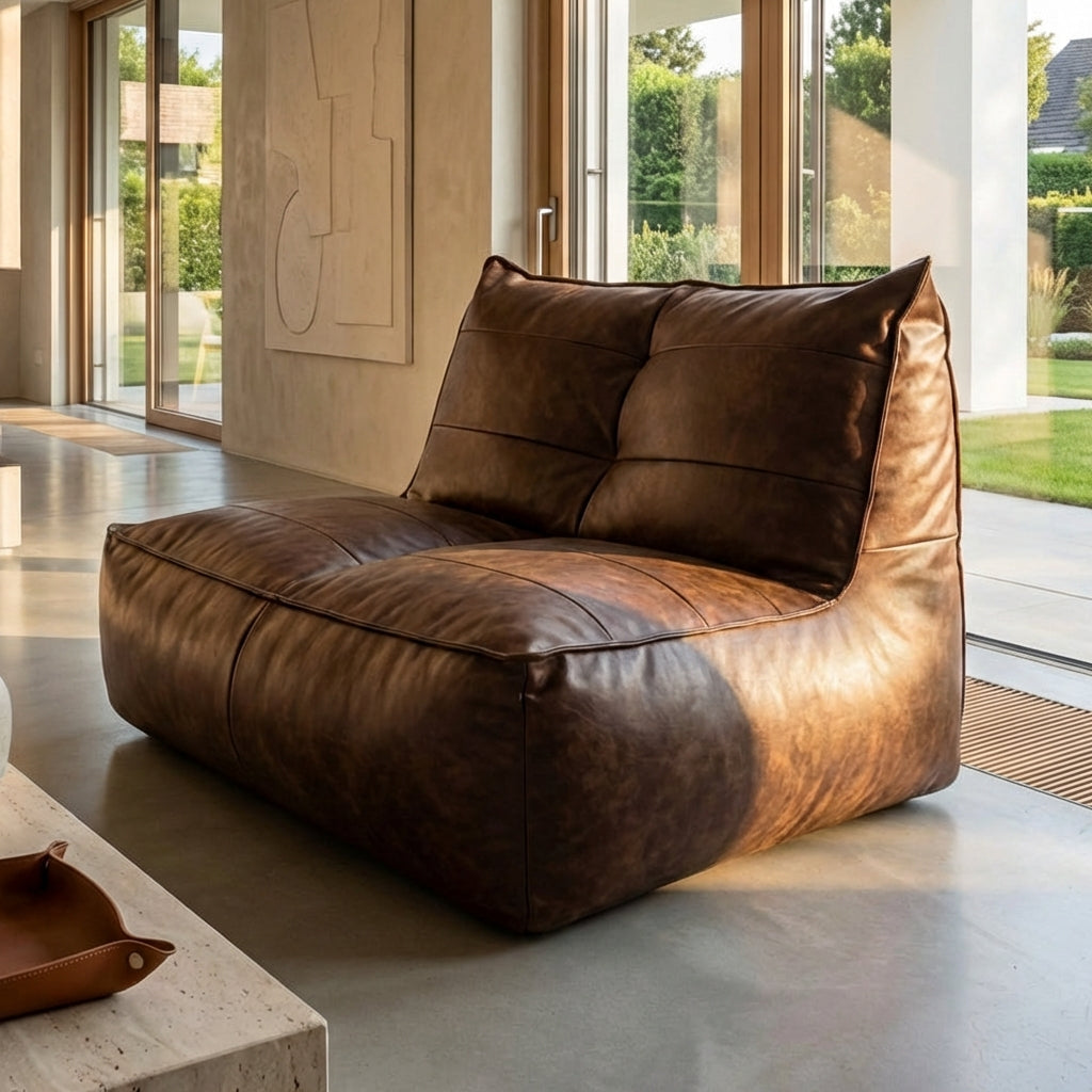 Fauteuil Beanbag Rib Modern Retro-Leder