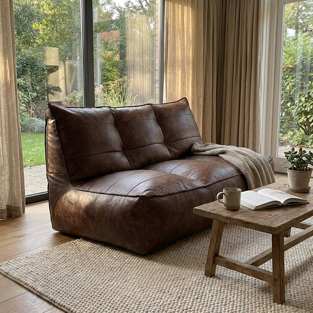 Fauteuil Beanbag Rib Modern Retro-Leder