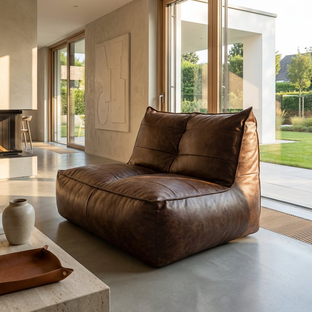 Fauteuil Beanbag Rib Modern Retro-Leder