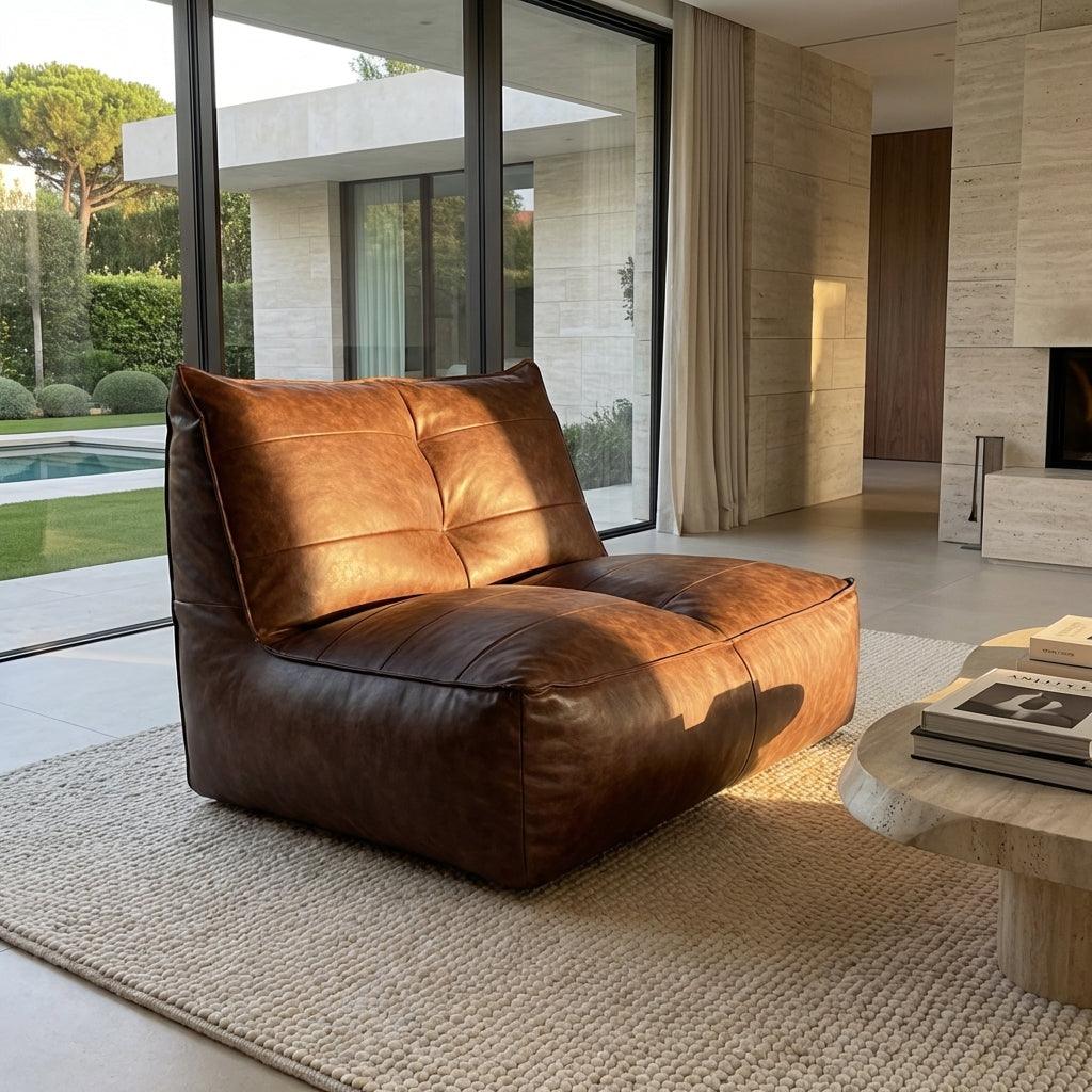 Fauteuil Beanbag Rib Modern Retro-Leder