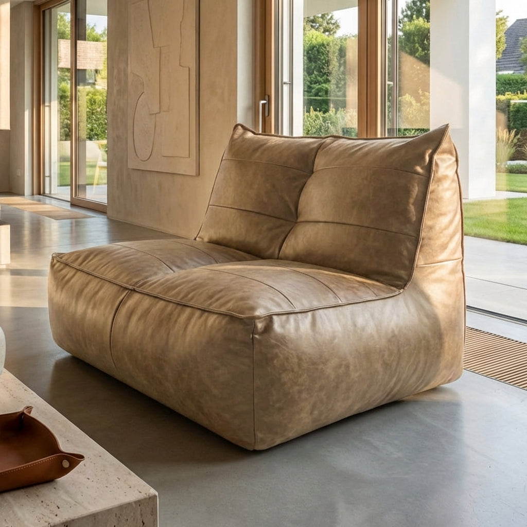 Fauteuil Beanbag Rib Modern Retro-Leder