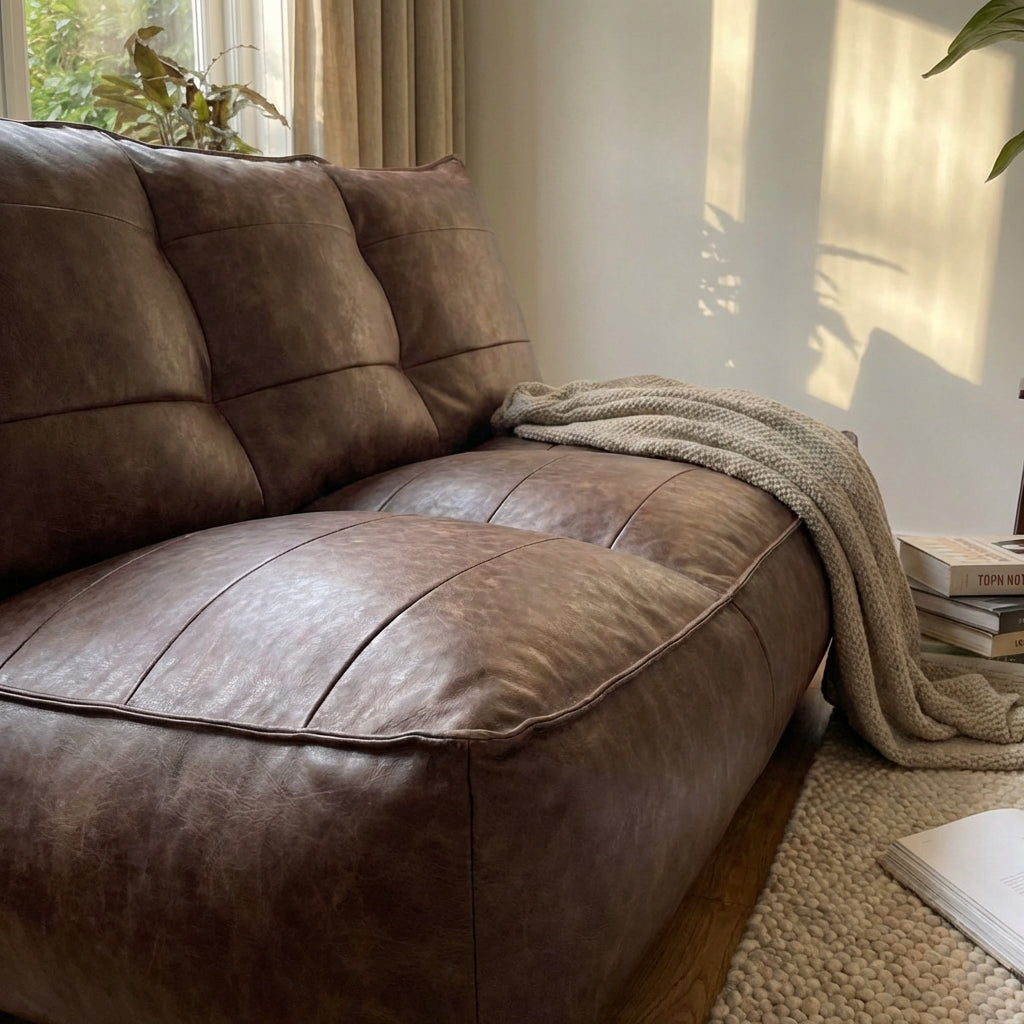 Fauteuil Beanbag Rib Modern Retro-Leder