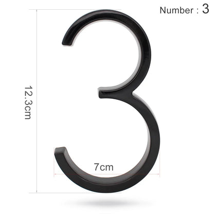 Huisnummerbordje Aluminium - Huisnummer bord zwart - Met ABC 12,5cm