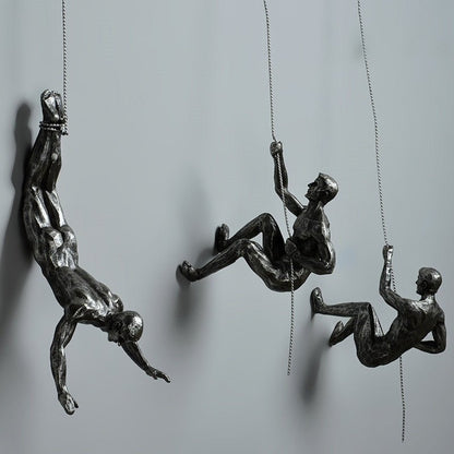 Haute Collage 1x Rock Climber Beeldje klimmen met beide handen - Bronskleur muur opknoping Ornament Standbeeld Home Art Decoratie Haute Collage 1x Rock Climber Beeldje klimmen met beide handen - Bronskleur muur opknoping Ornament Standbeeld Home Art Decoratie
