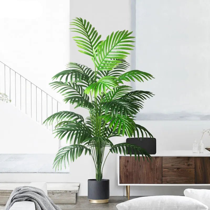 Ferrgoal Hoge kunstplanten Areca palmbomen met zeegras mand 110cm grote nep faux plastic planten voor thuis indoor slaapkamer decor 2 stuks Ferrgoal Hoge kunstplanten Areca palmbomen met zeegras mand 110cm grote nep faux plastic planten voor thuis indoor slaapkamer decor 2 stuks