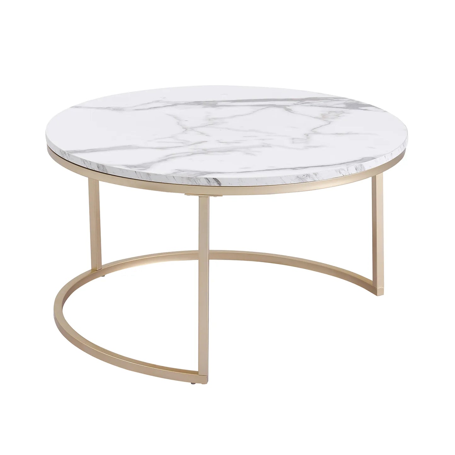 Wagner - 2Pcs Marble Texture Coffee Table Golden White