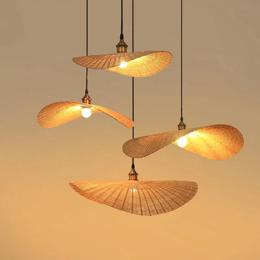 Moderne Aziatische handgemaakte bamboe weef hanglamp