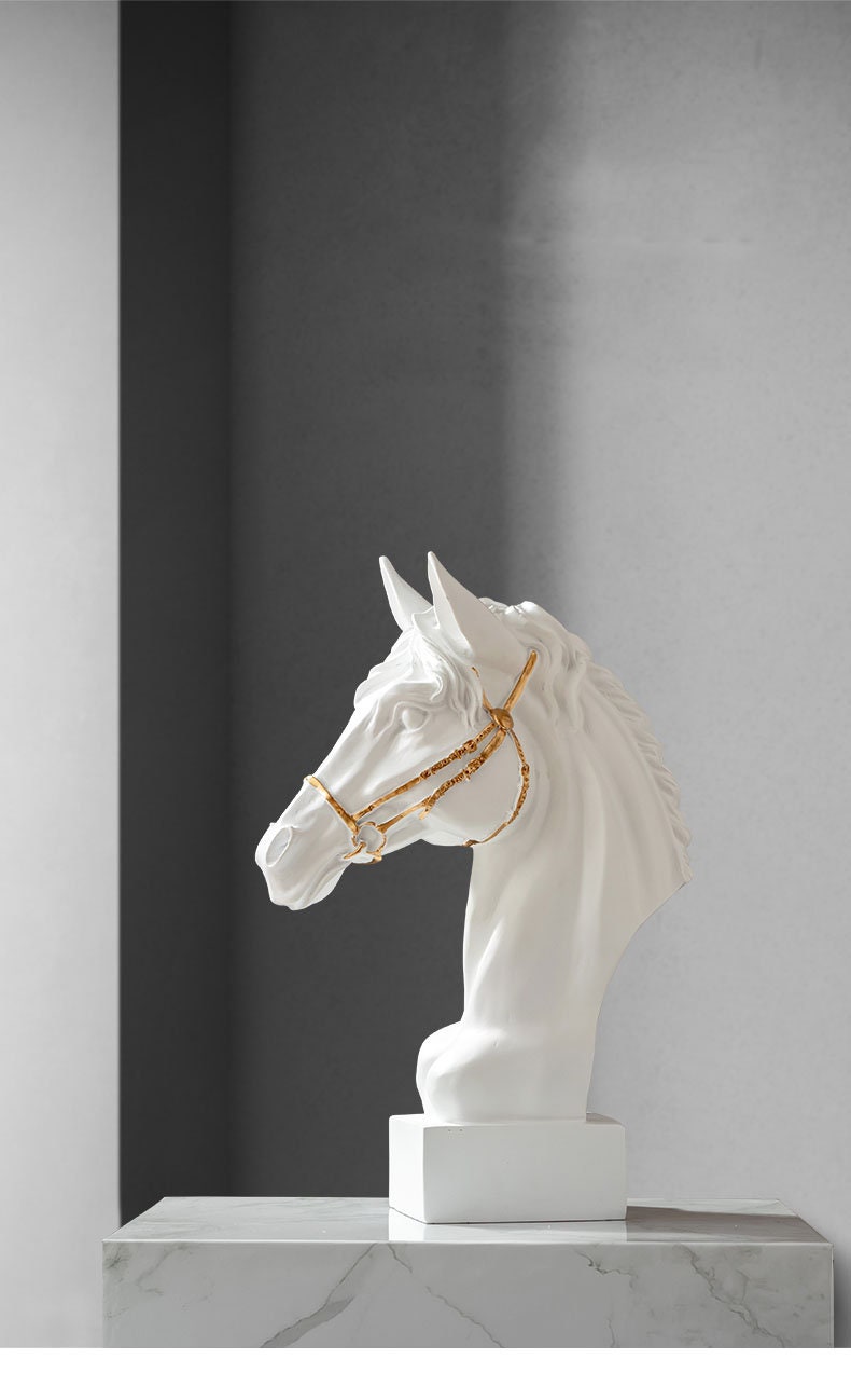 Horse Sculpture Gold white Ornament Home Decor Luxe Gift