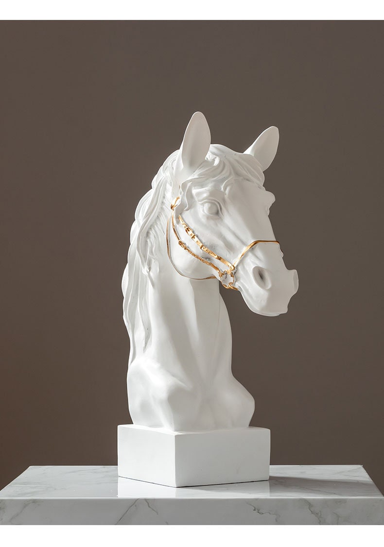 Paard Sculptuur Goud wit Ornament Home Decor Luxe Cadeau