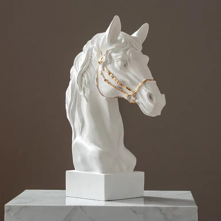 Horse Sculpture Gold white Ornament Home Decor Luxe Gift